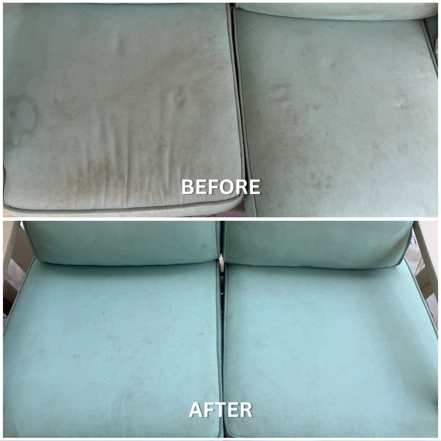 blue loveseat before after