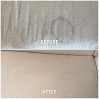 tan couch before after